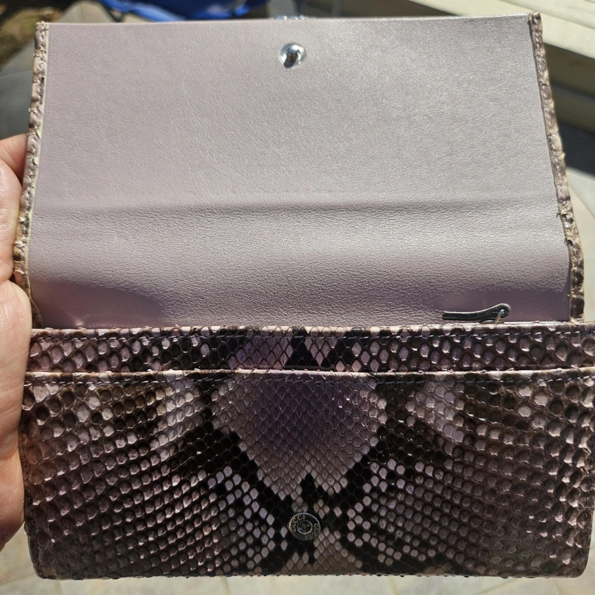 Gucci Python Continental Wallet w/ Crystal GG Logo | Box & Dustbag
