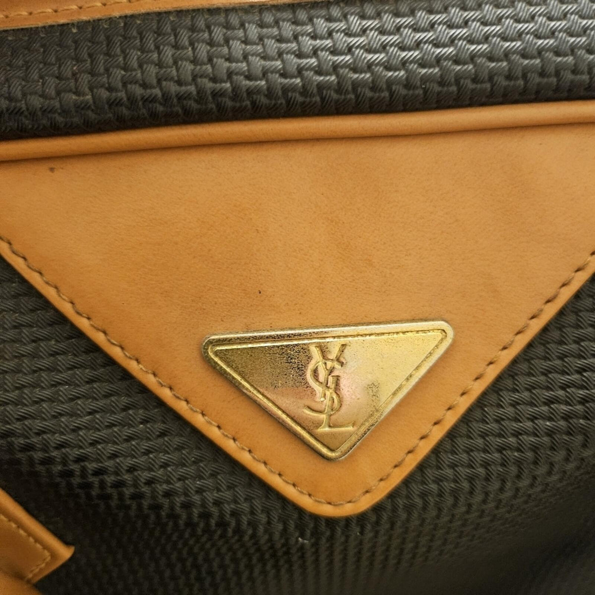Yves Saint Laurent Vintage Woven Canvas Boston Bag