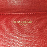 Saint Laurent Y Clutch in Red Pebbled Calfskin Leather with Gold Hardware