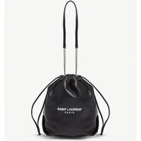 Saint Laurent Black Leather Teddy Bucket Bag