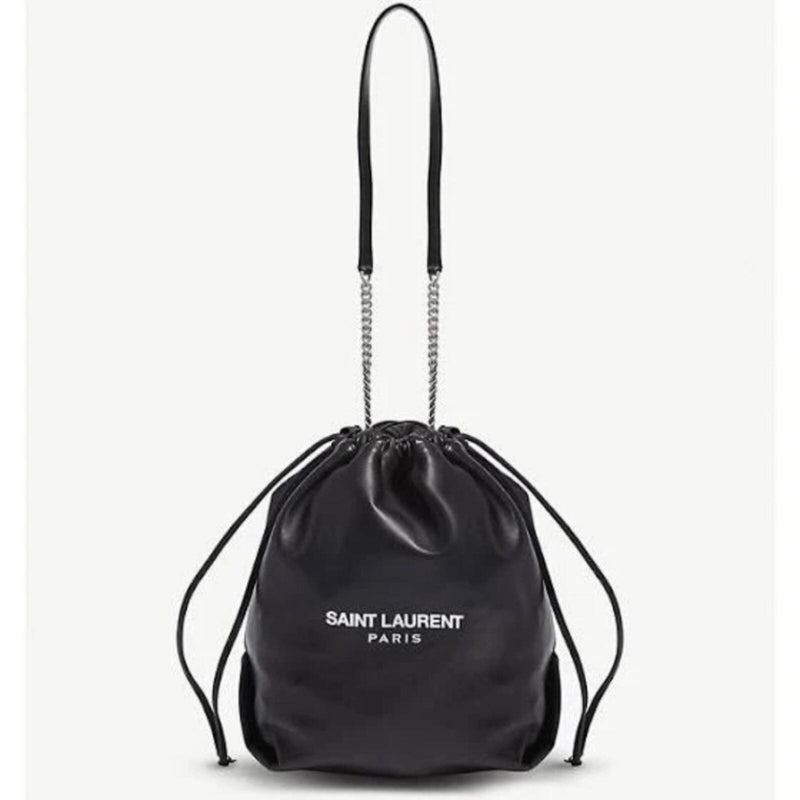 Saint Laurent Black Leather Teddy Bucket Bag