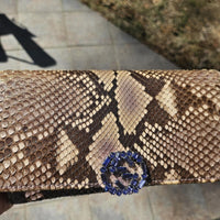 Gucci Python Continental Wallet w/ Crystal GG Logo | Box & Dustbag