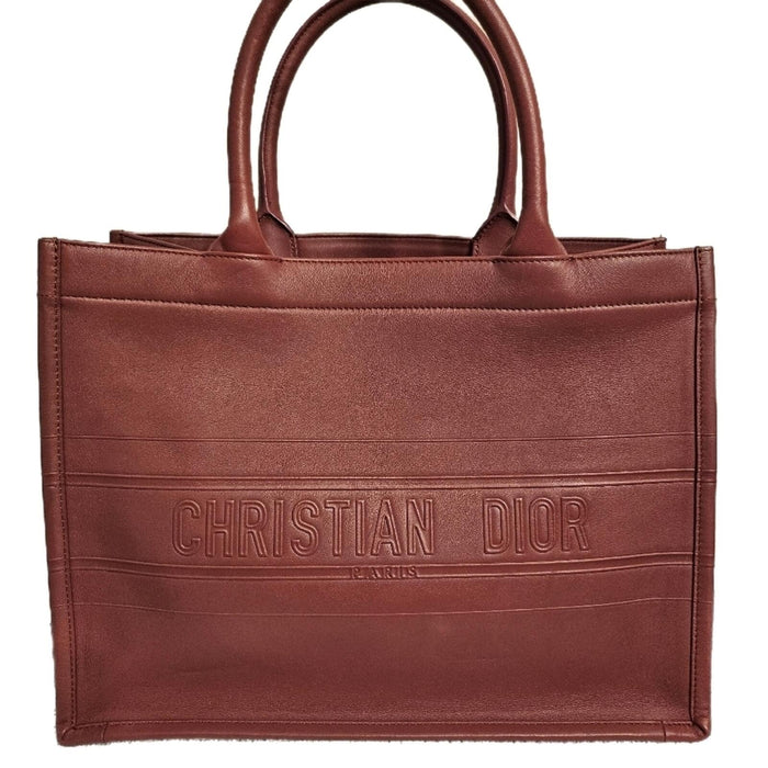 🌸 Christian Dior Medium Leather Book Tote – Dark Mauve | Entrupy COA 🌸