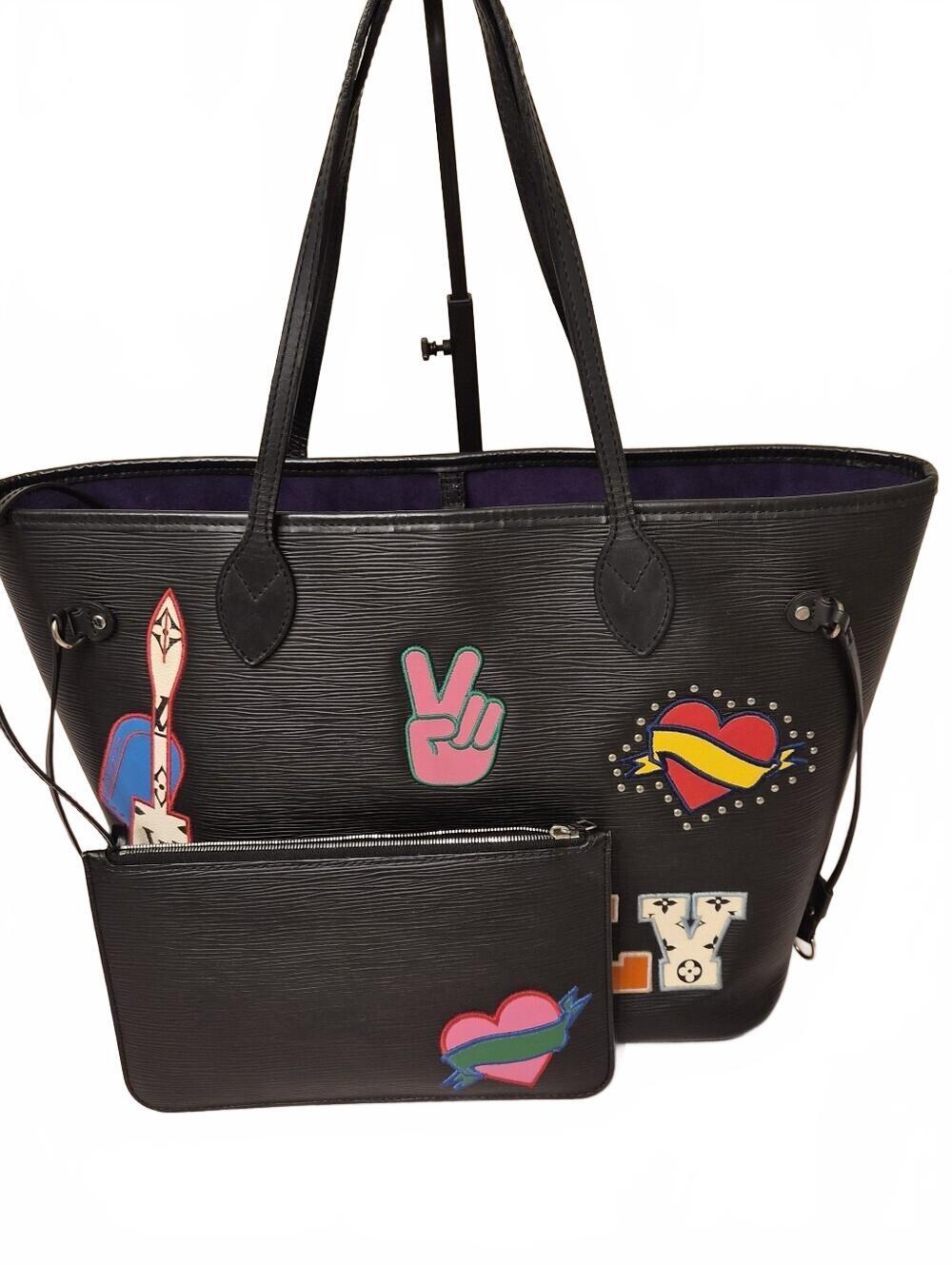 Louis Vuitton Neverfull MM Epi "Stickers" Edition | Pouch| Black | COA