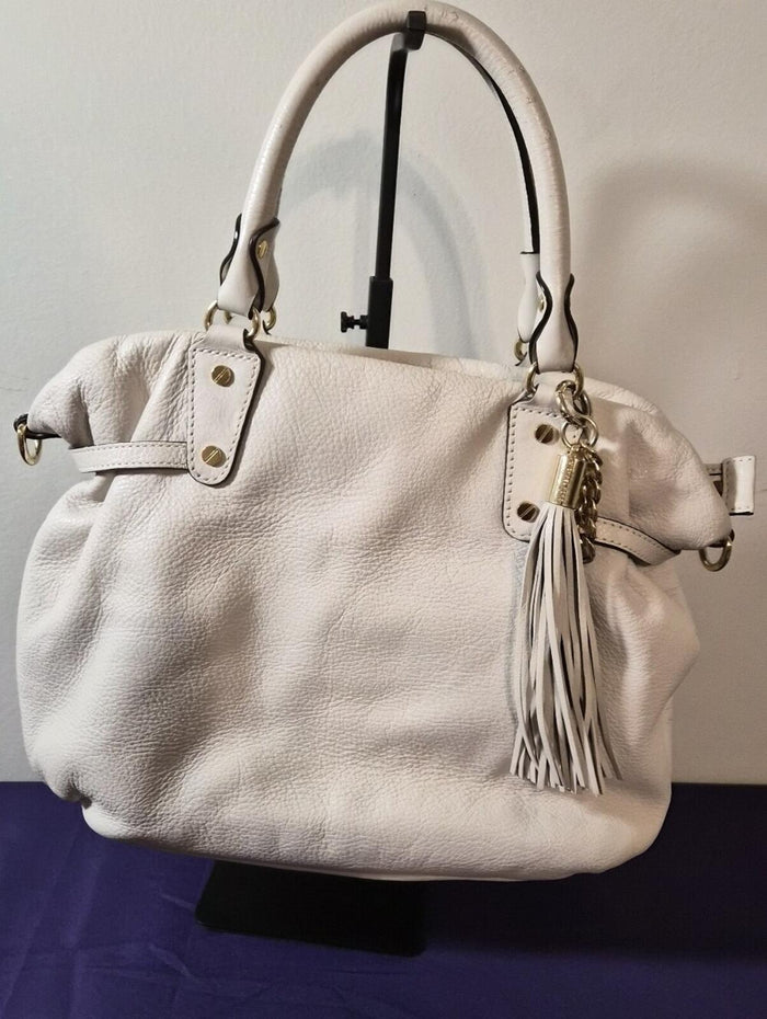 Michael Kors Bedford Large Gathered Leather Satchel – Cream White