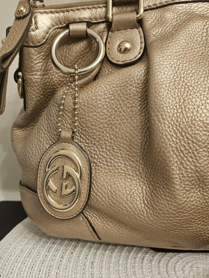 Gucci Sukey Tote Pebbled Leather w/ Strap & GG Charm