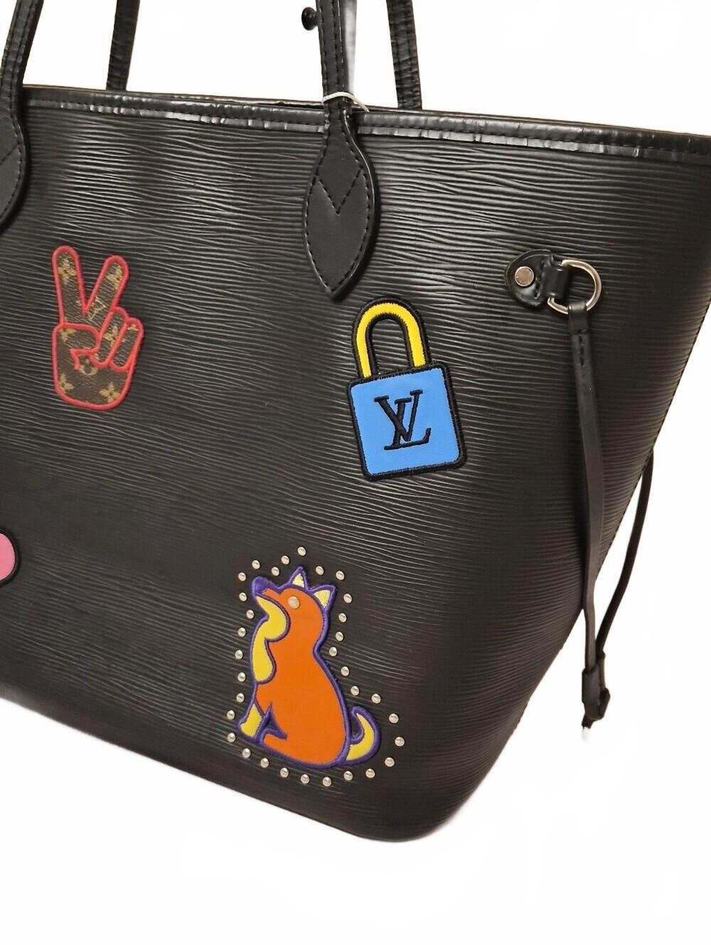 Louis Vuitton Neverfull MM Epi "Stickers" Edition | Pouch| Black | COA