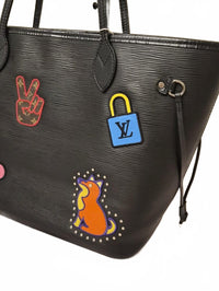 Louis Vuitton Neverfull MM Epi "Stickers" Edition | Pouch| Black | COA