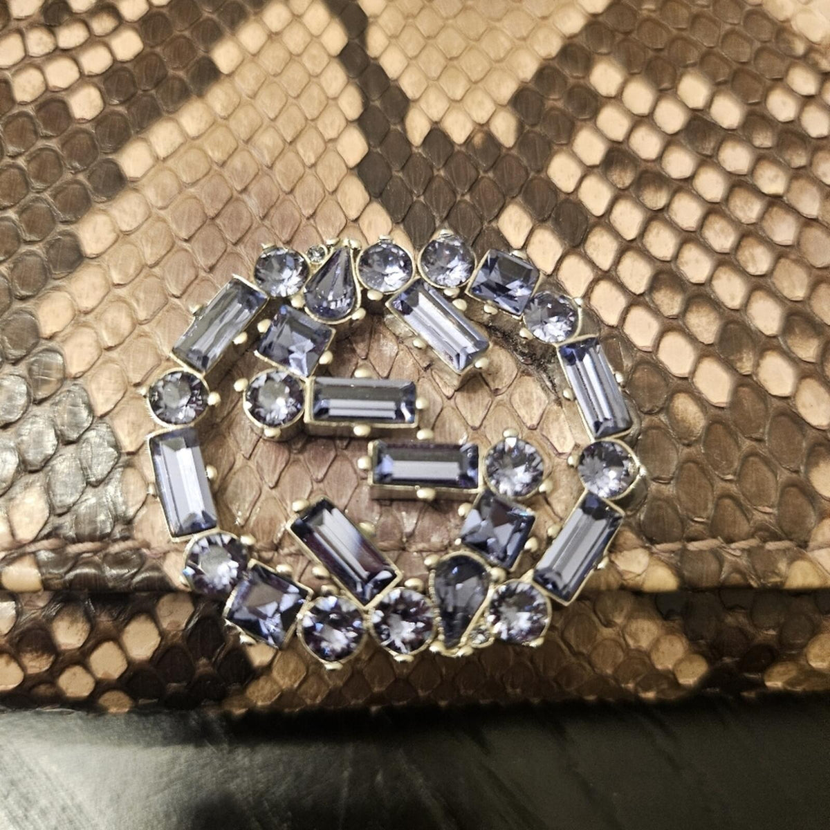 Gucci Python Continental Wallet w/ Crystal GG Logo | Box & Dustbag