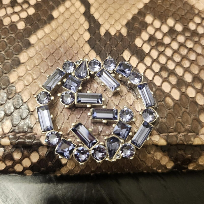Gucci Python Continental Wallet w/ Crystal GG Logo | Box & Dustbag