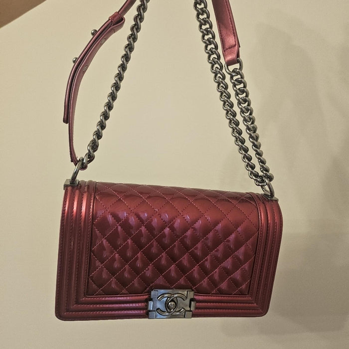 Chanel Boy Bag MEDIUM – Hot Pink Patent Leather/Fuchsia 🌸✨