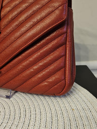 YSL Saint Laurent College Medium Red Chevron Leather Bag