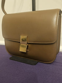 Vintage Celine Classic Box Bag Brown Smooth Calfskin Gold Hardware Crossbody