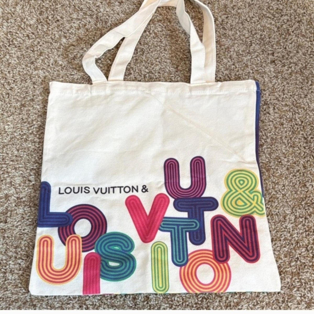 Louis Vuitton White Artistic Tote Bag