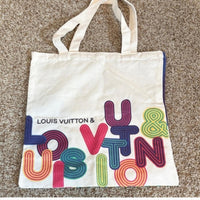 Louis Vuitton White Artistic Tote Bag