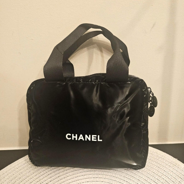 CHANEL Black Nylon Toiletry Pouch With Handles