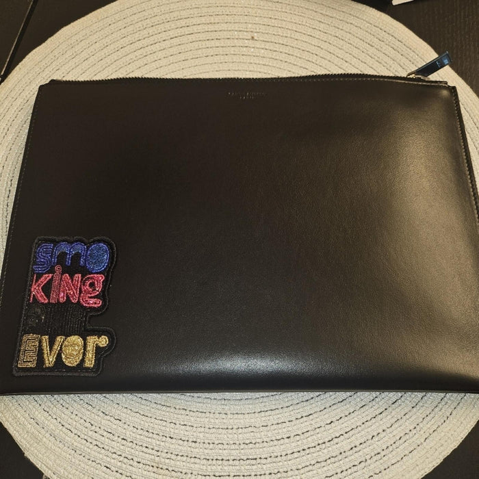 Saint Laurent Leather Zip Pouch / Document Holder