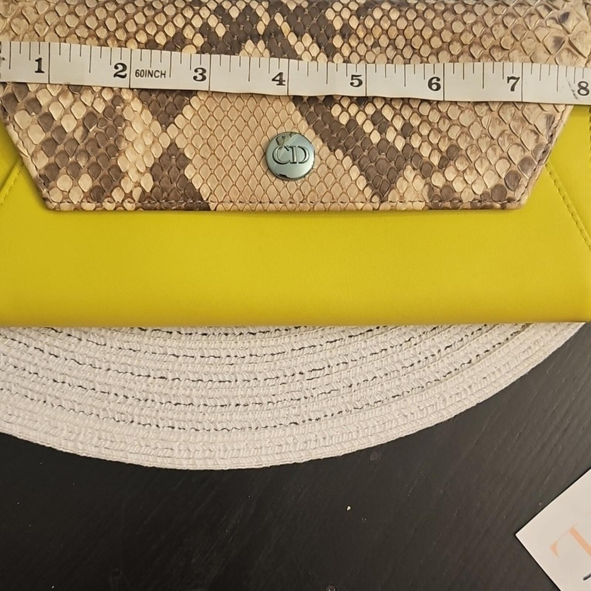 Christian Dior Yellow and Snake Print Wallet On Chain