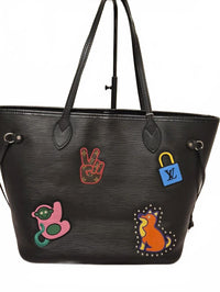 Louis Vuitton Neverfull MM Epi "Stickers" Edition | Pouch| Black | COA
