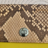 Christian Dior Yellow and Snake Print Wallet On Chain