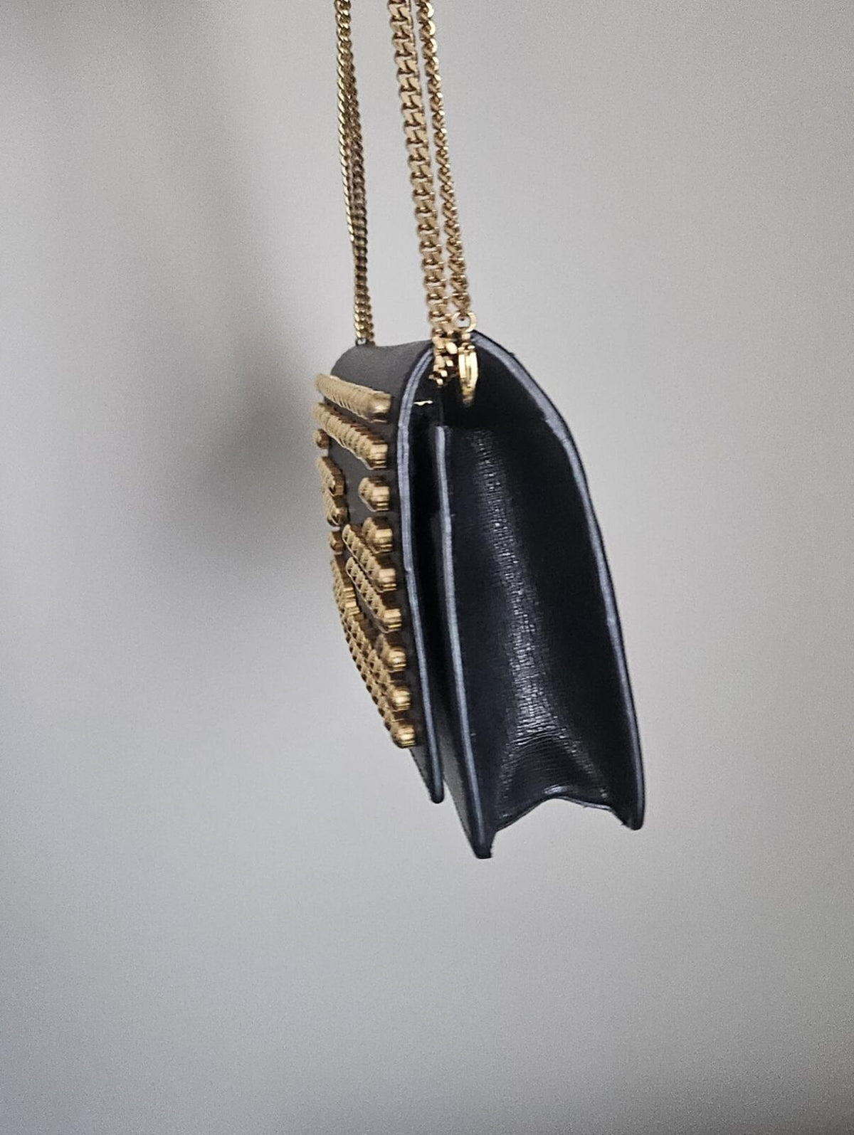 Authentic Fendi Black Studded Wallet On Chain Crossbody Bag Rare Entrupy COA