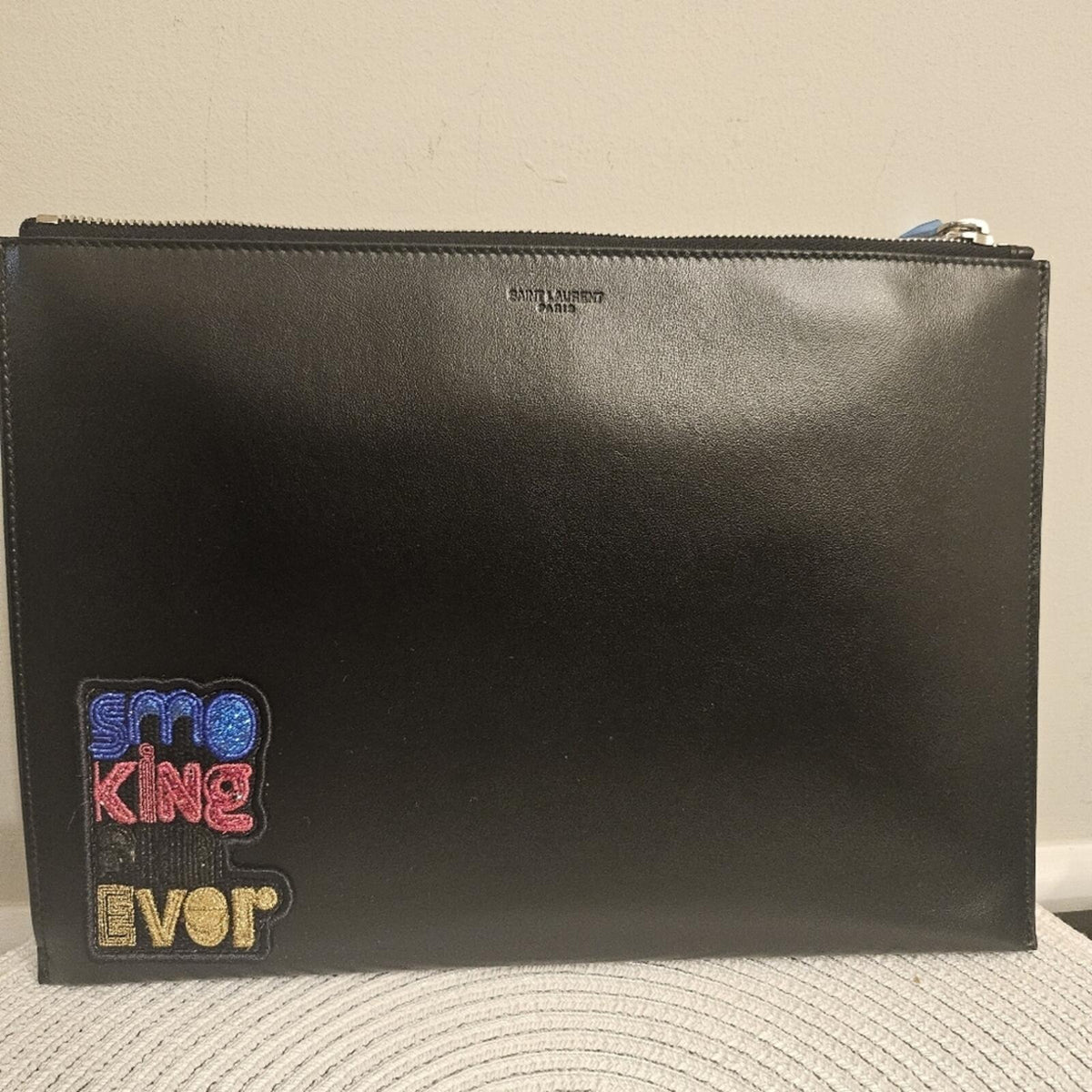 Saint Laurent Leather Zip Pouch / Document Holder