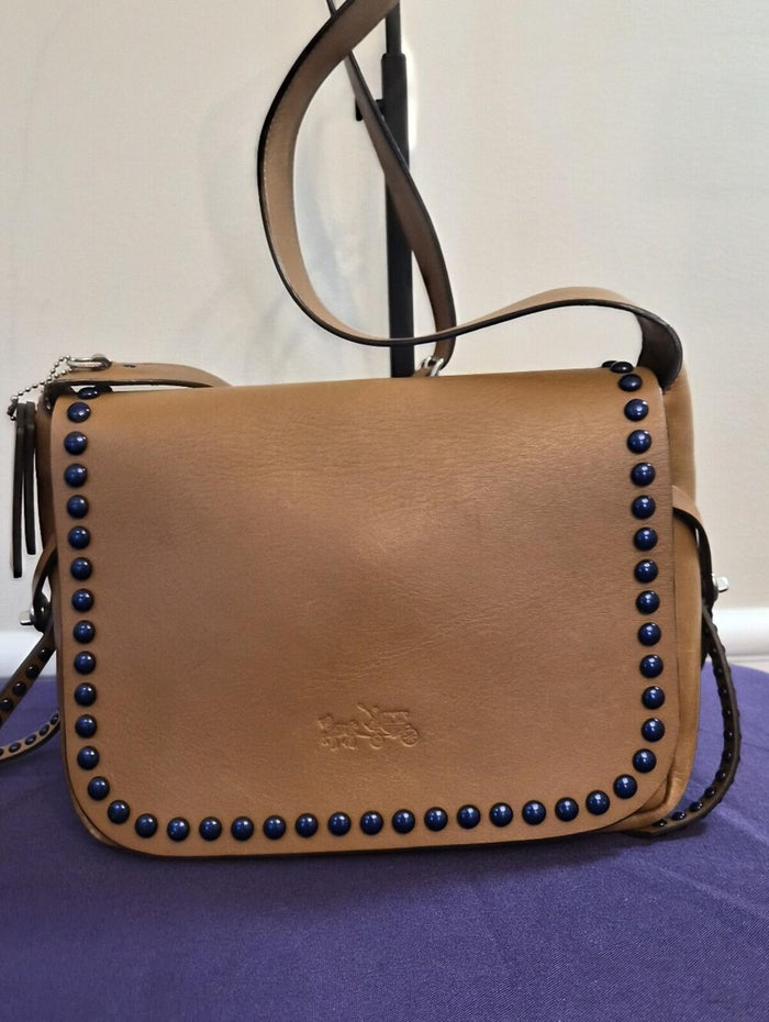 Coach Studded Messenger / Crossbody Bag 🤎💙