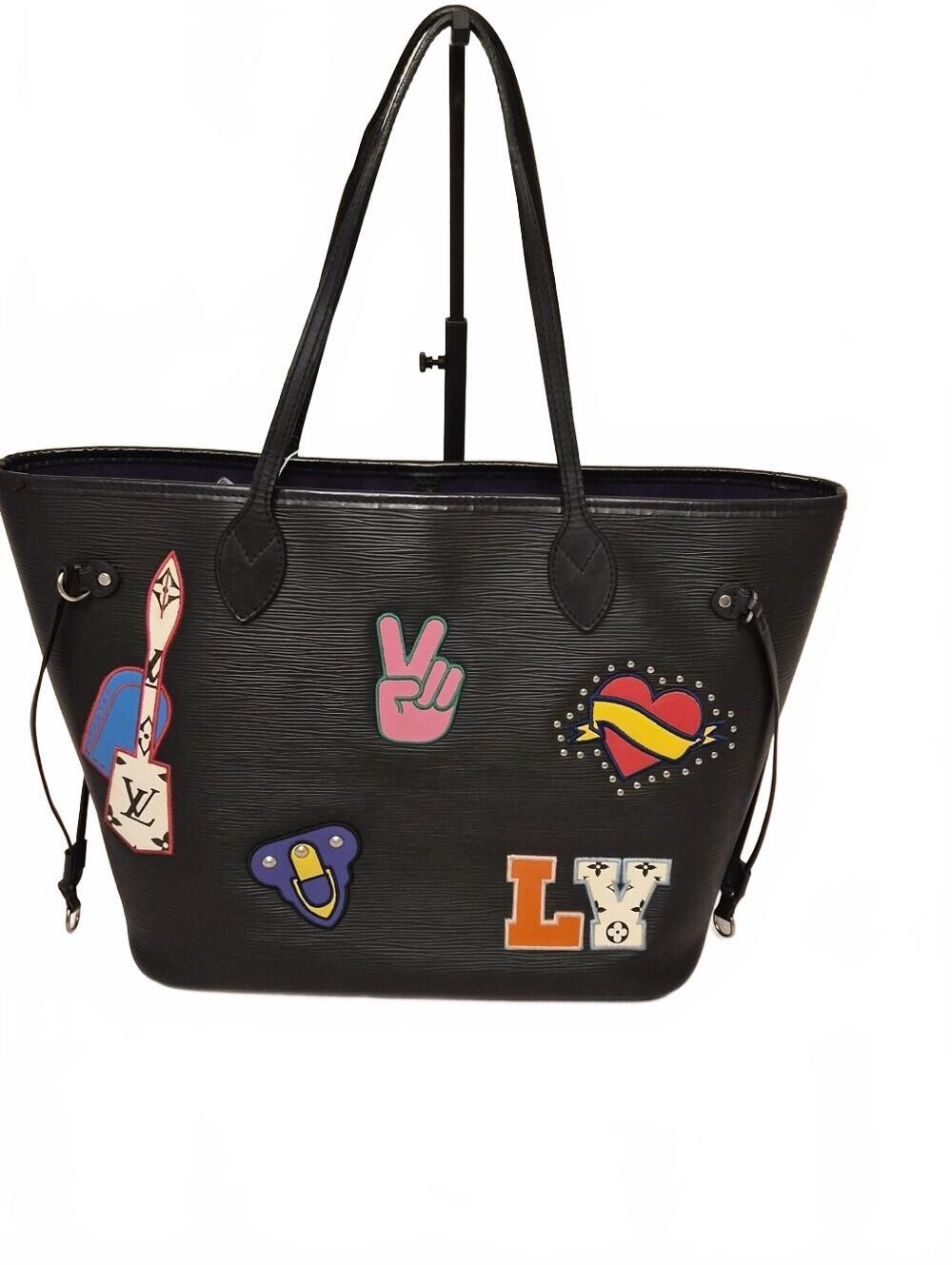 Louis Vuitton Neverfull MM Epi "Stickers" Edition | Pouch| Black | COA