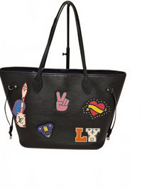 Louis Vuitton Neverfull MM Epi "Stickers" Edition | Pouch| Black | COA