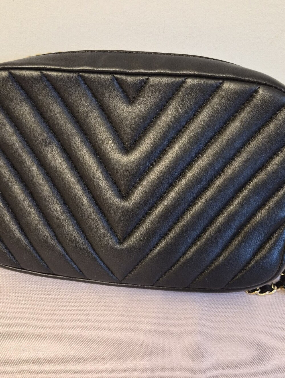 Chanel Chevron Camera Bag – Black Lambskin | 20 Series | Authenticated