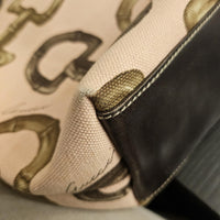 Gucci Horsebit Canvas Tote Large Brown Leather Trim
