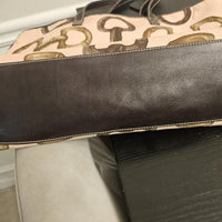 Gucci Horsebit Canvas Tote Large Brown Leather Trim