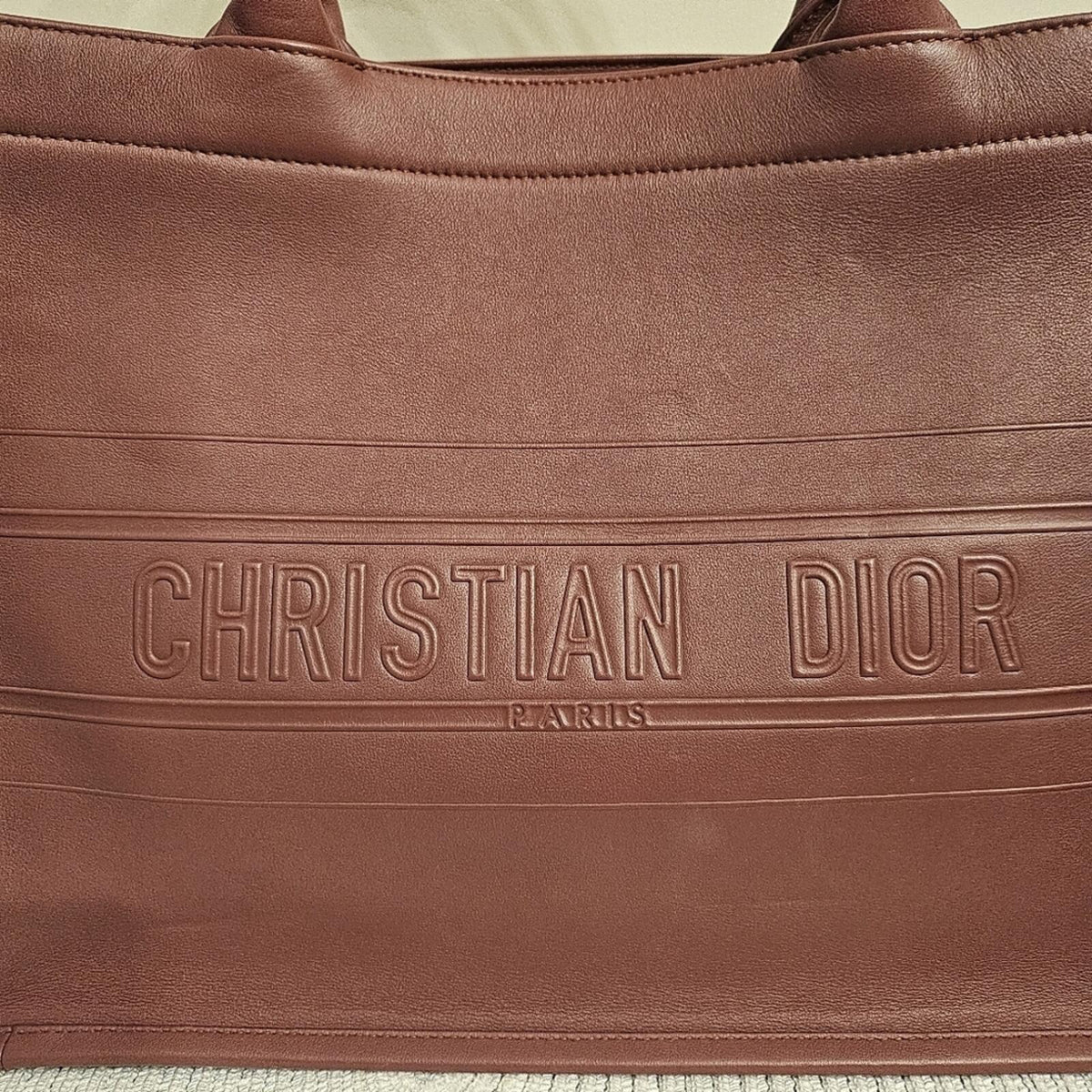 🌸 Christian Dior Medium Leather Book Tote – Dark Mauve | Entrupy COA 🌸