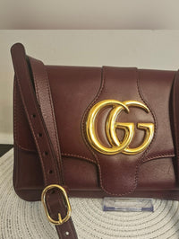 Gucci Arli Shoulder Bag Burgundy Leather Large GG Logo