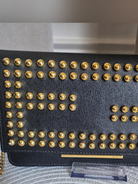 Authentic Fendi Black Studded Wallet On Chain Crossbody Bag Rare Entrupy COA