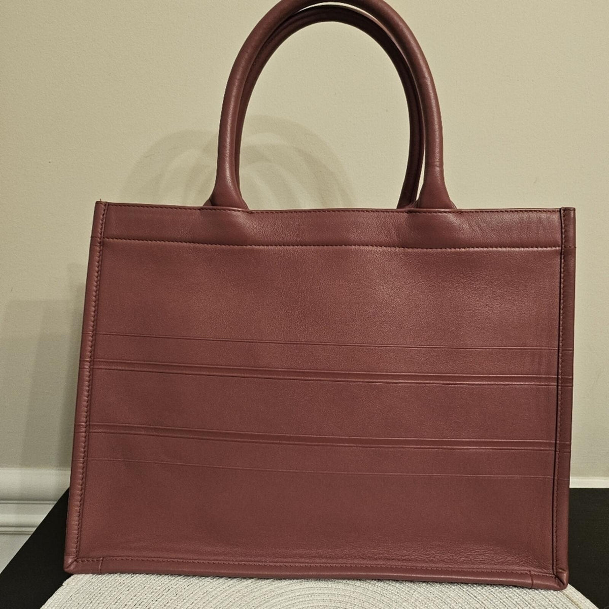 🌸 Christian Dior Medium Leather Book Tote – Dark Mauve | Entrupy COA 🌸