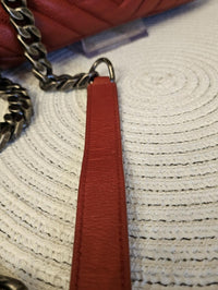 YSL Saint Laurent College Medium Red Chevron Leather Bag