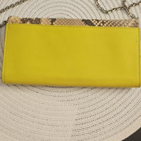 Christian Dior Yellow and Snake Print Wallet On Chain