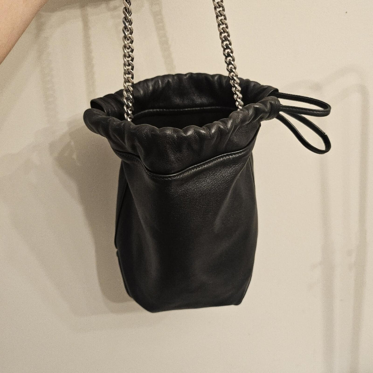 Saint Laurent Black Leather Teddy Bucket Bag