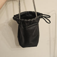 Saint Laurent Black Leather Teddy Bucket Bag