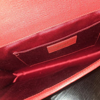 Saint Laurent Y Clutch in Red Pebbled Calfskin Leather with Gold Hardware