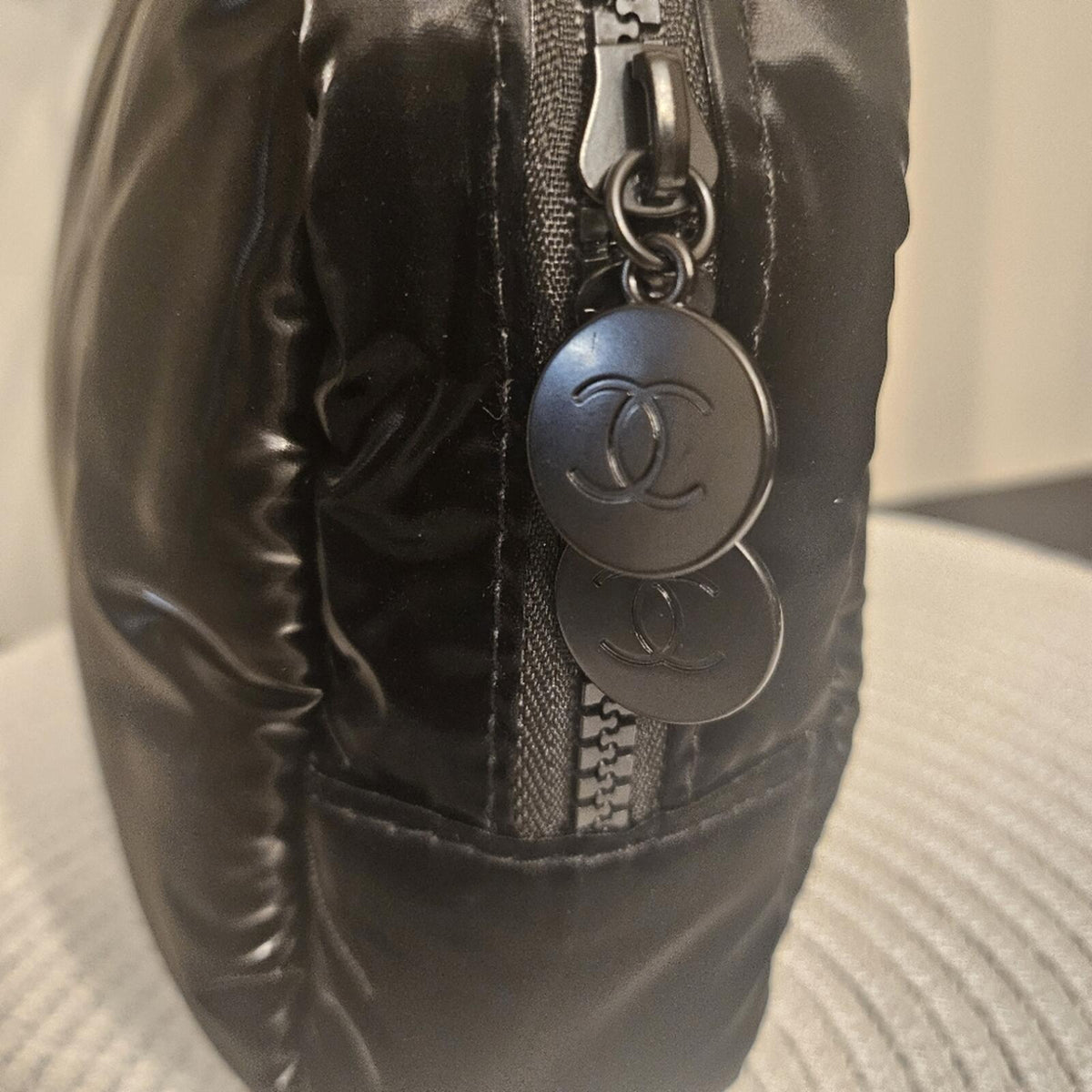 CHANEL Black Nylon Toiletry Pouch With Handles
