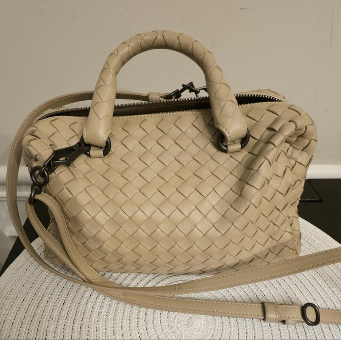 Bottega Veneta Intrecciato Leather Satchel / Crossbody – Beige (Mirror Included)