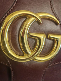 Gucci Arli Shoulder Bag Burgundy Leather Large GG Logo