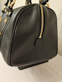 MCM Black Pebbled Leather Boston Bowler Satchel – Gold Hardware