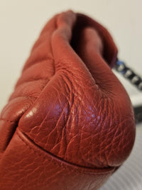 YSL Saint Laurent College Medium Red Chevron Leather Bag