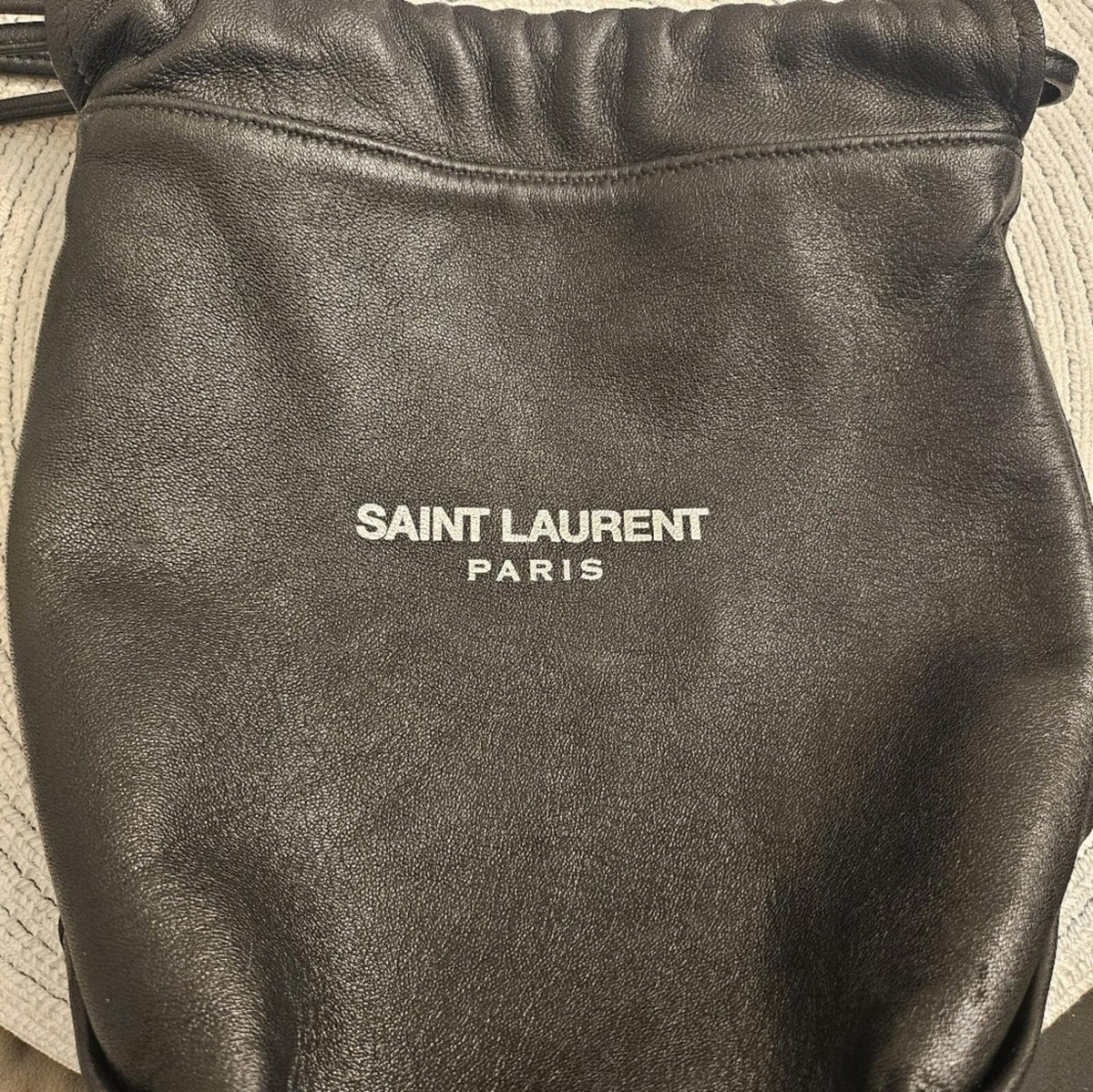 Saint Laurent Black Leather Teddy Bucket Bag