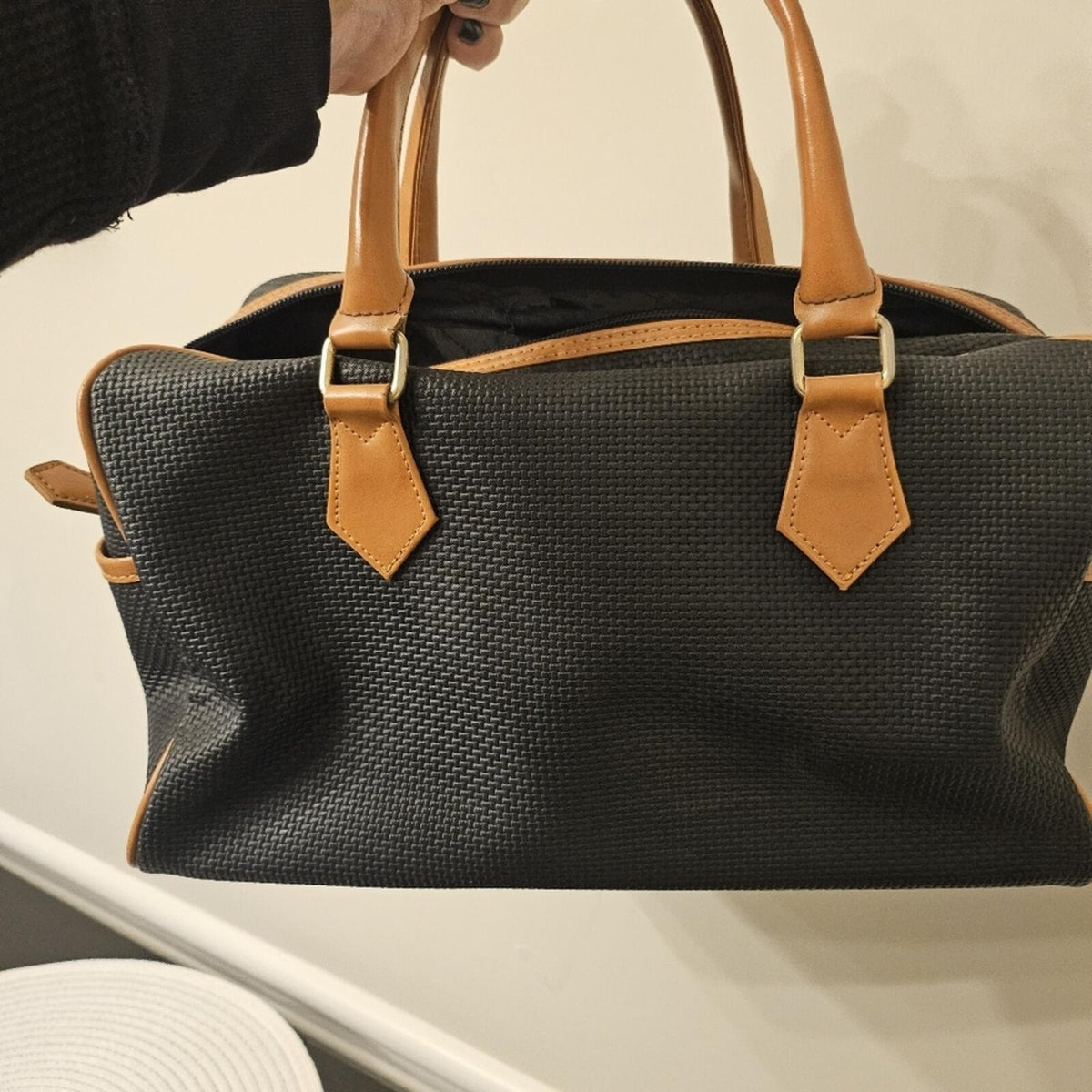 Yves Saint Laurent Vintage Woven Canvas Boston Bag