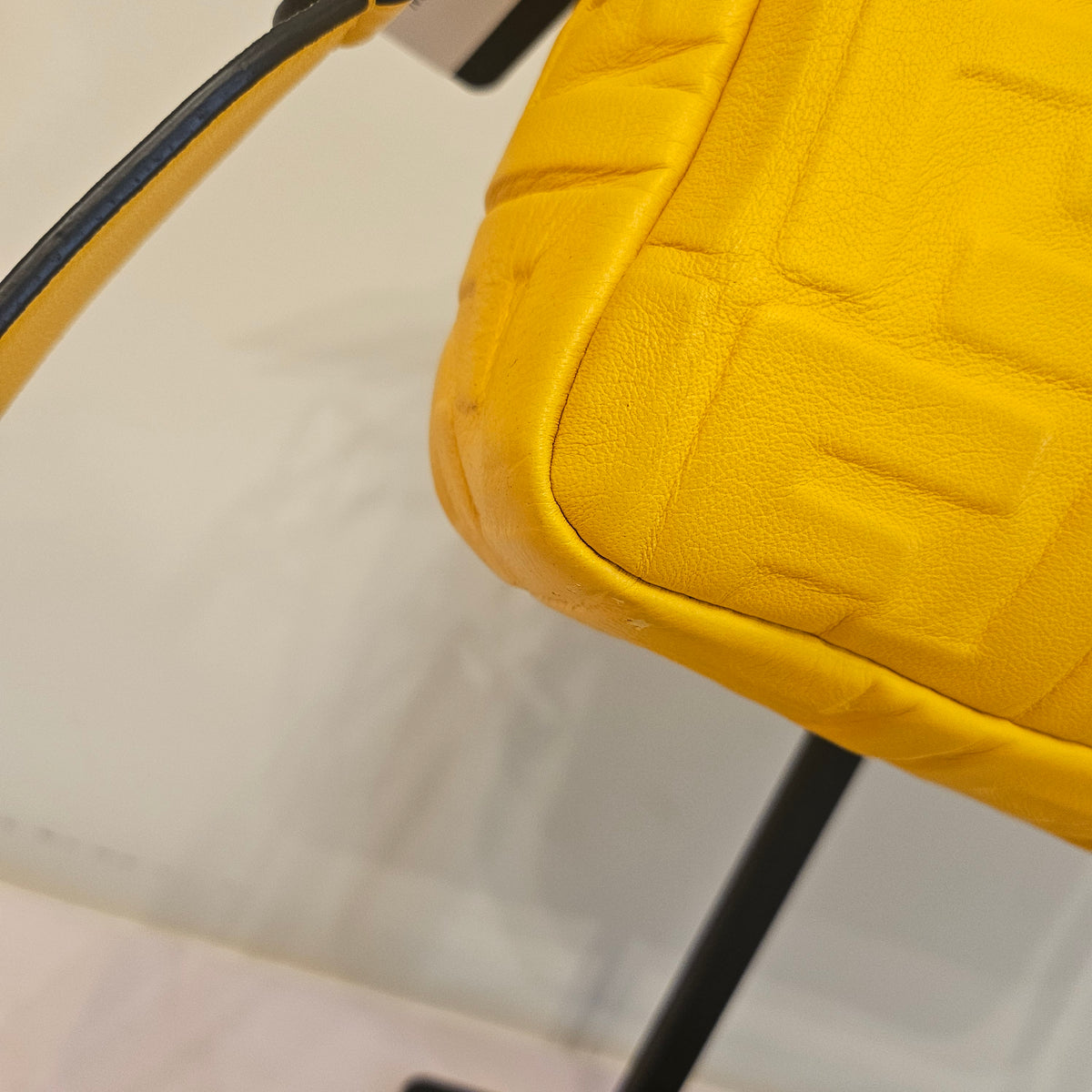 Fendi Yellow Embossed FF Baguette Leather Shoulder & Crossbody Bag | COA Included