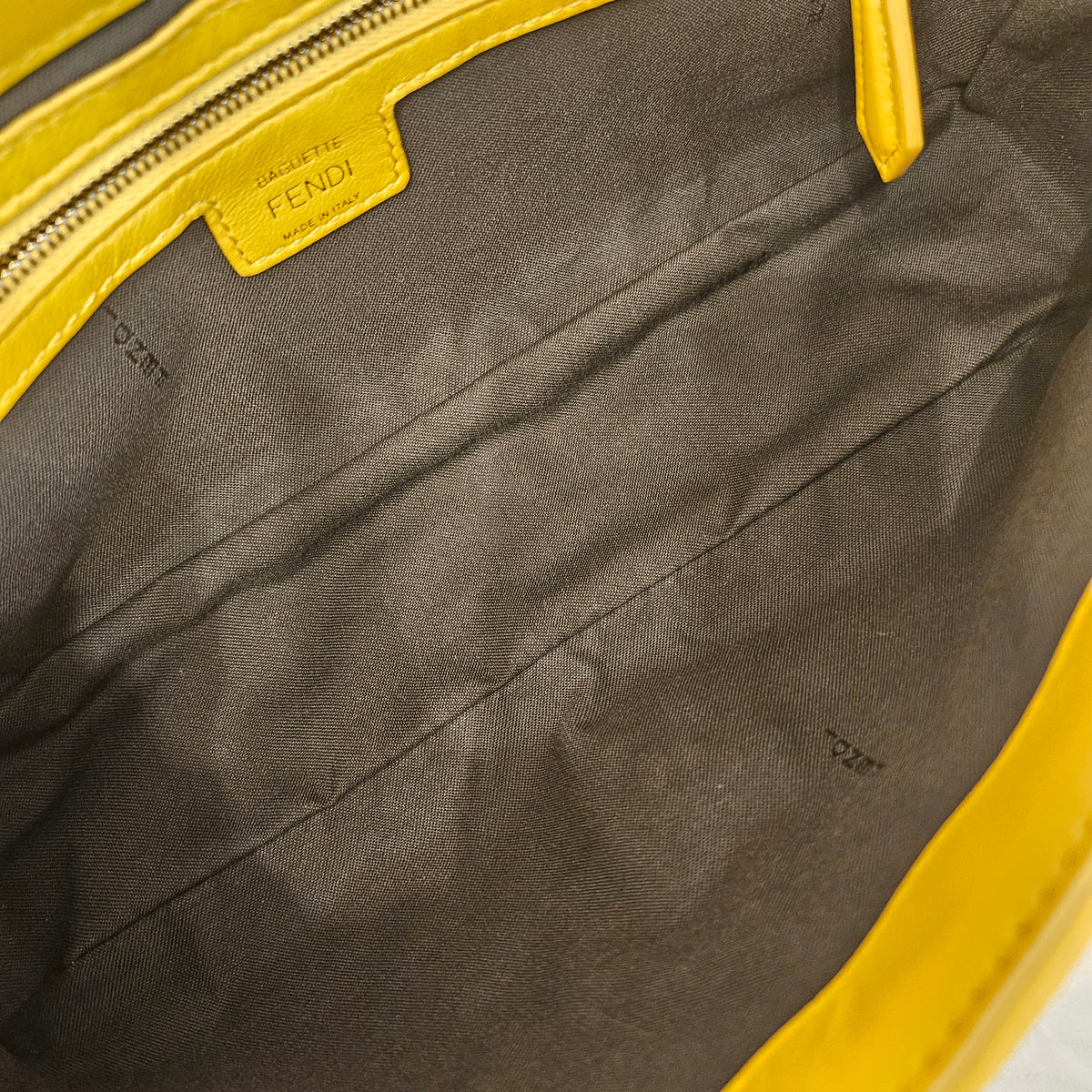 Fendi Yellow Embossed FF Baguette Leather Shoulder & Crossbody Bag | COA Included